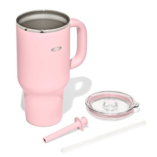 OXO Pink Tumbler with Straw and Handle 